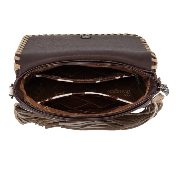 Wrangler Cow Print Fringe Crossbody Bag -Black - Picture 8 of 8